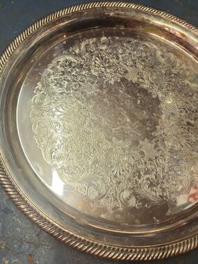 Vintage Castleton Silver-Plated Decorative Serving Tray - Elegant Scroll Pattern